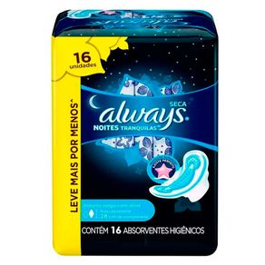 Absorvente Always Noites Tranquilas Seca Com Abas 16 Unidades