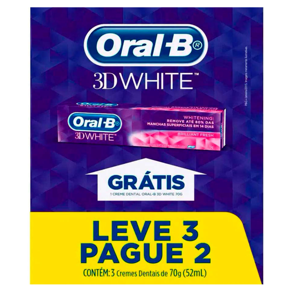 Creme Dental Oral-b 3d White 3 Unidades De 70g