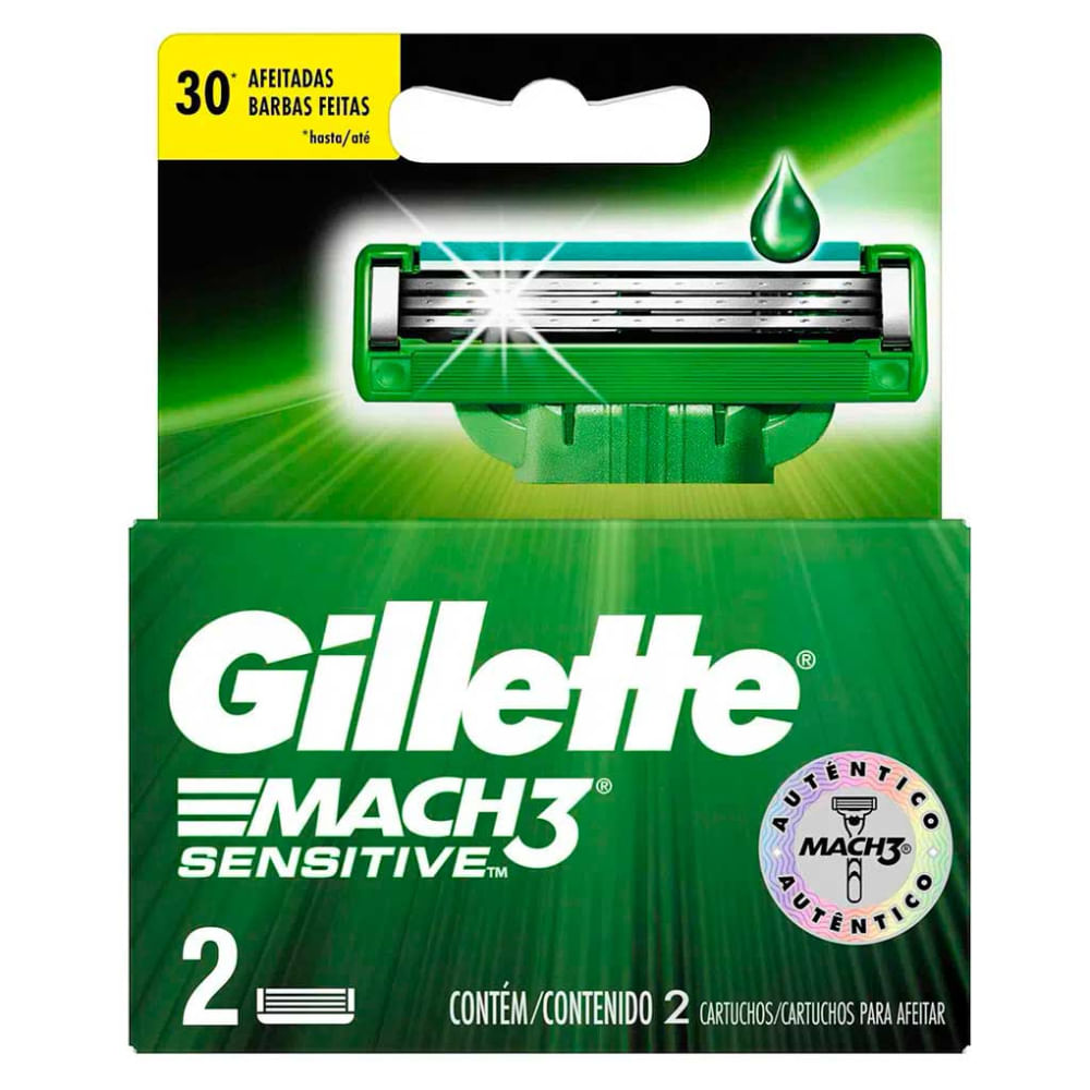 Carga para Aparelho de Barbear Gillette Mach3 Sensitive 2 Unidades