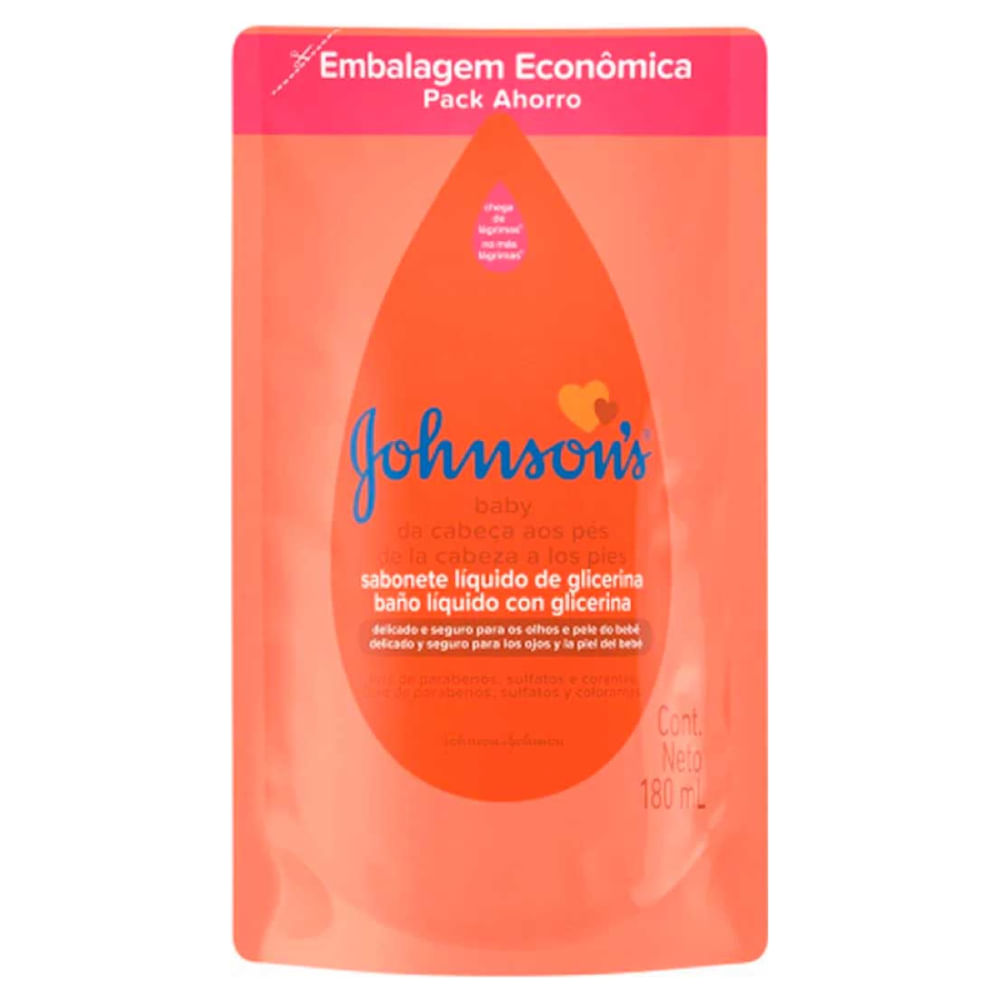 Refil Sabonete Líquido Glicerinado Johnsons Baby da Cabeça aos Pés 180ml