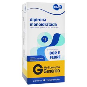 Dipirona Monoidratada 1G 10 Comprimidos Ems