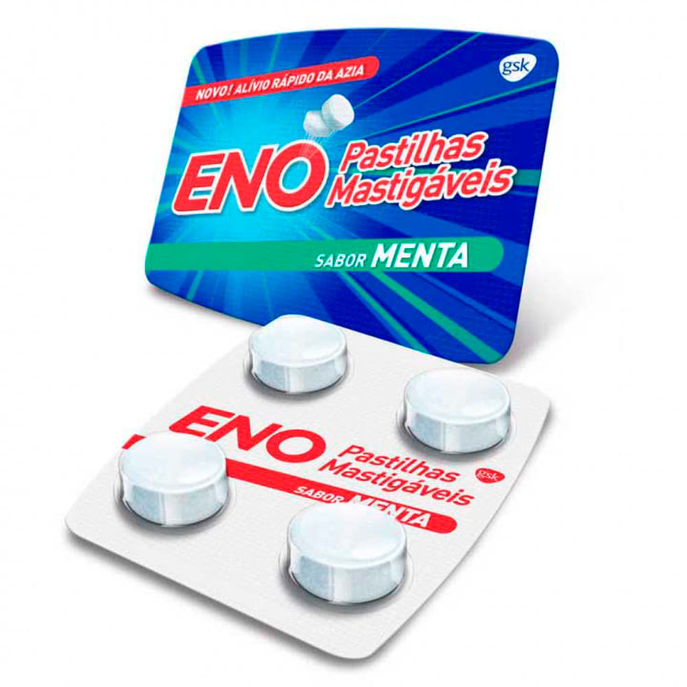 Eno Tabs Menta 750mg 4 Pastilhas Mastigáveis