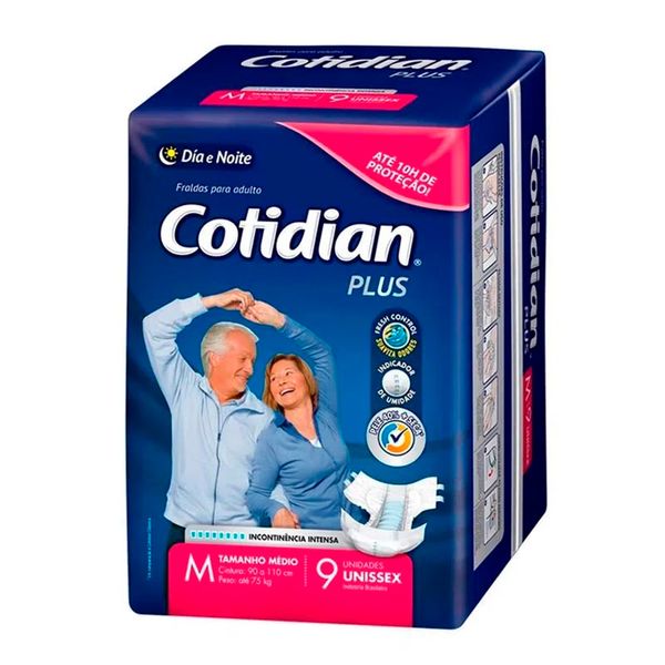 Fralda Geriátrica Cotidian Plus Unissex M 9 Unidades