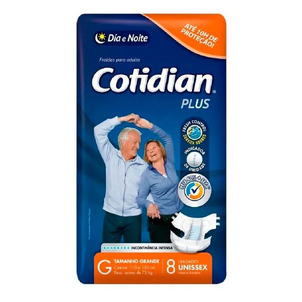 Fralda Geriátrica Cotidian Plus Unissex G 8 Unidades