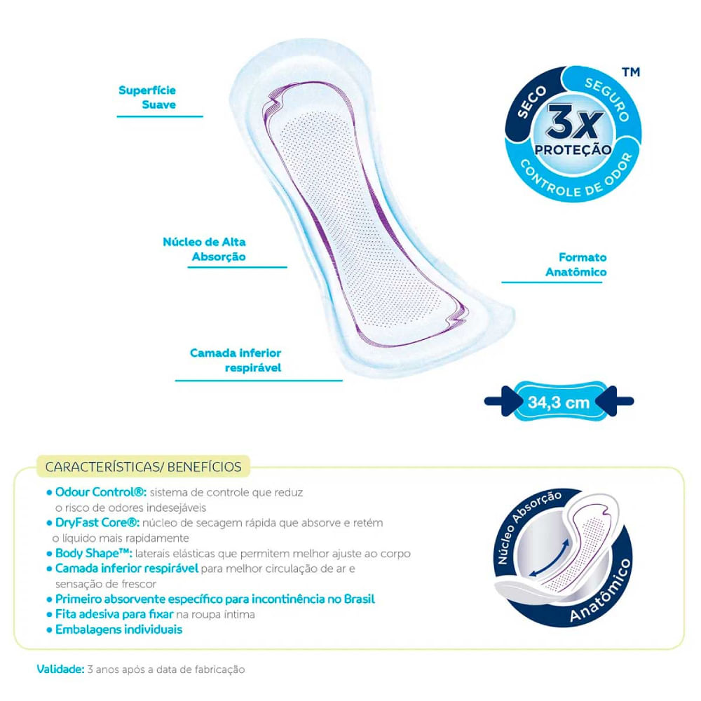 Absorvente Para Incontinência Urinária tena Lady Discreet Extra Sem Abas 8 Unidades - Imagem 2