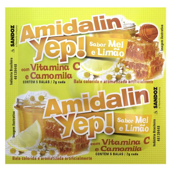 Amidalin Yep! Sandoz Mel E Limão Sachê 5 Pastilhas