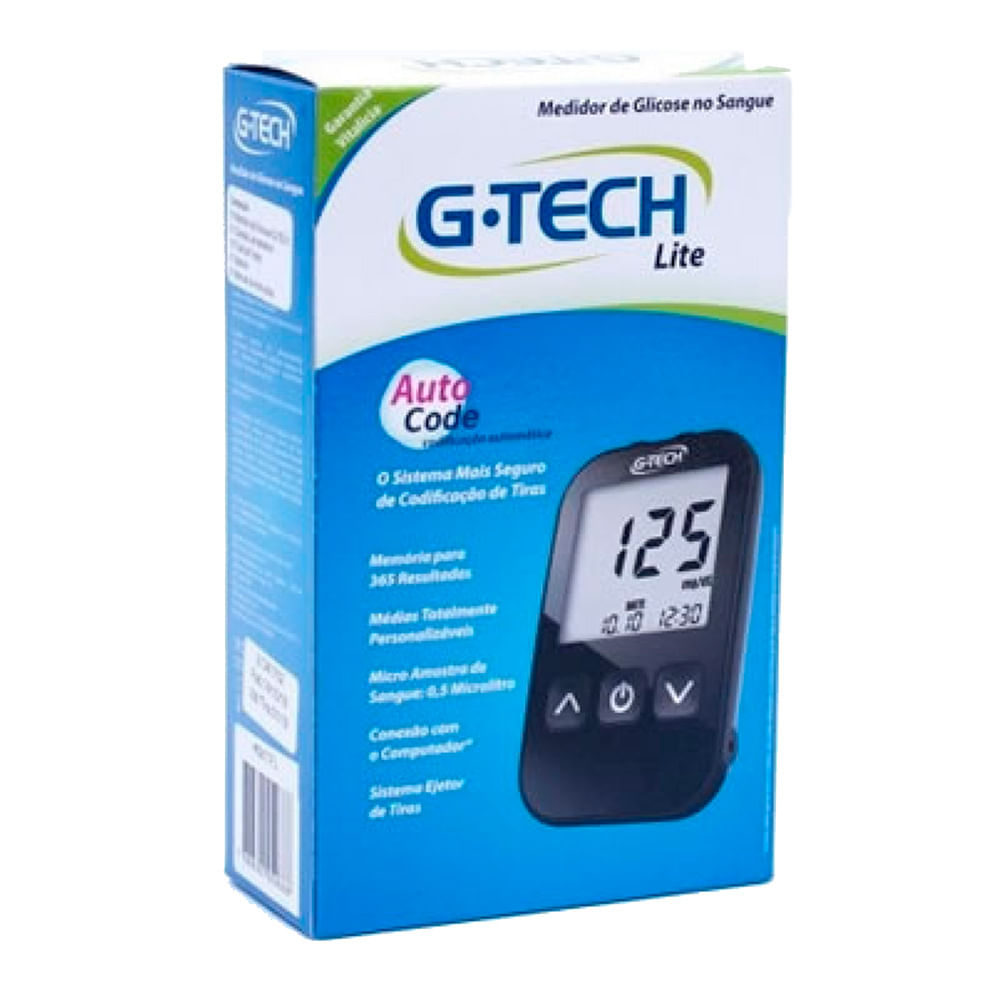 Kit Aparelho Medidor De Glicose G-tech Free Lite, 10 Tiras E Lancetador 10 Unidades