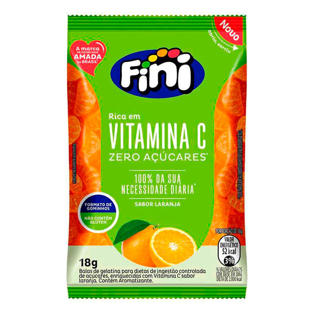 Bala De Gelatina Fini Laranja Vitamina C 18g
