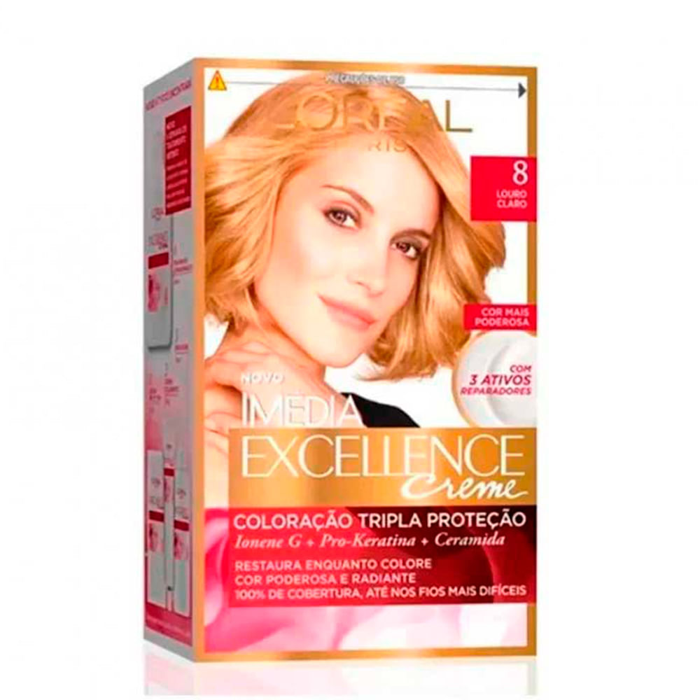Tintura Loréal Imédia Excellence Creme N 8 Louro Claro 1 Kit