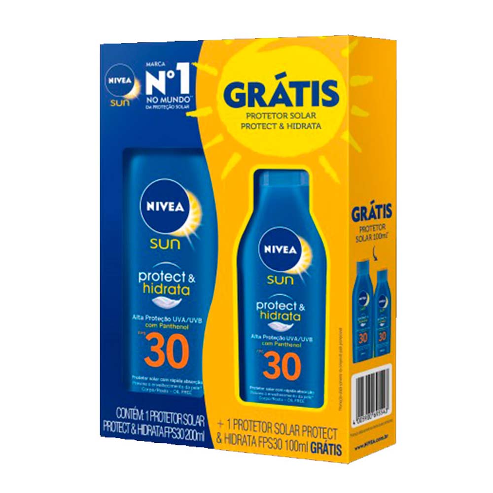 Kit Nivea Protetor Solar Sun Protect E Hidrata Fps30 200ml + Protetor Solar Fps30 100ml