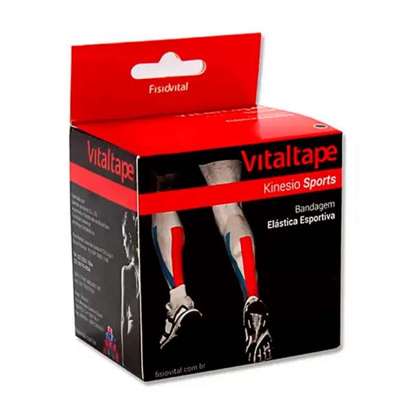 Bandagem Adesiva Vitaltape Kinesiology Sports 5cm X 5m Preta 1 Unidade