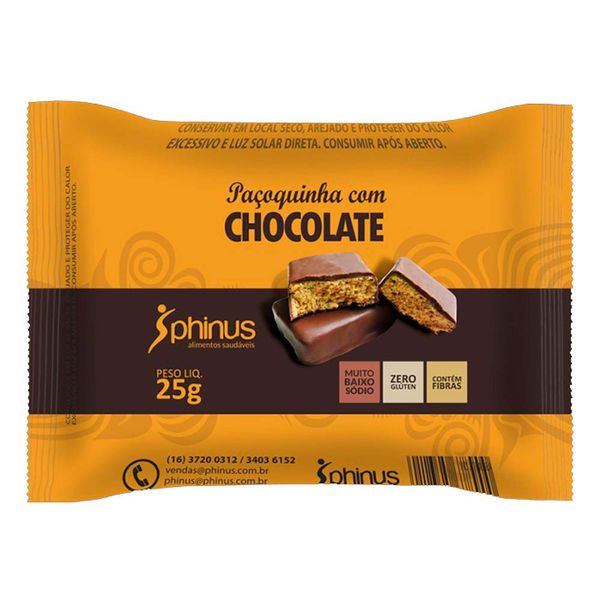 Paçoquinha Com Chocolate Phinus Zero Açúcar 25g
