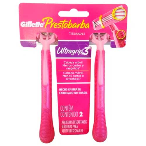 Aparelho para Depilação Gillette Prestobarba Ultragrip3 2 Unidades