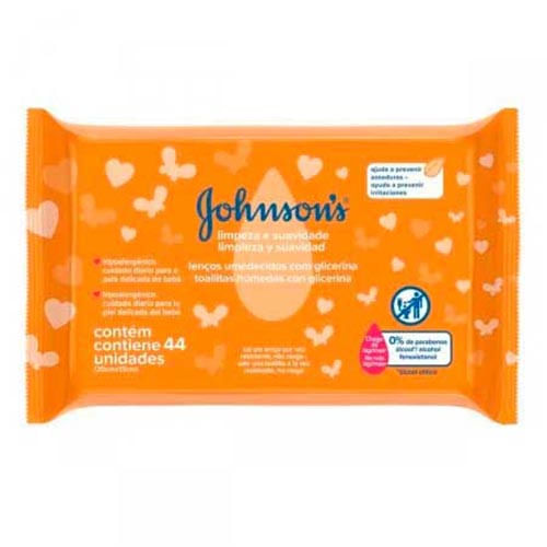 Lenços Umedecidos Johnsons Baby Limpeza E Suavidade 44 Unidades