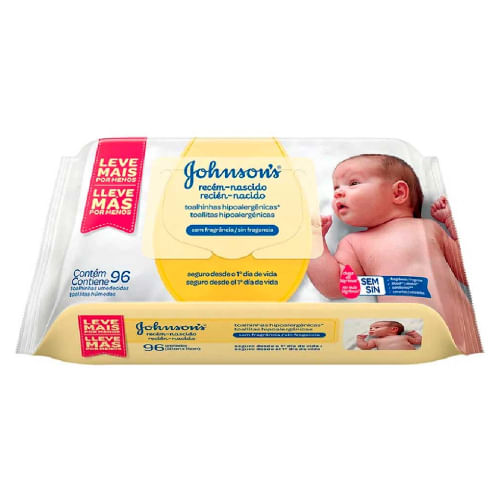 Lenços Umedecidos Johnsons Baby Recém Nascido 96 Unidades