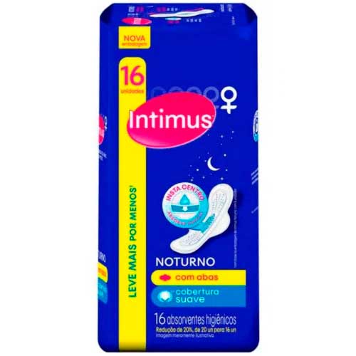 Absorvente Intimus Noturno Suave Com Abas 16 Unidades