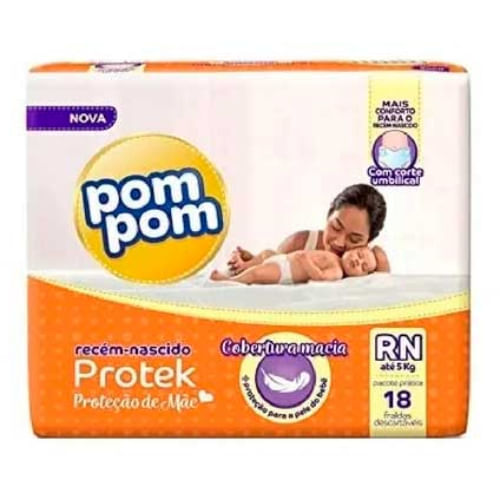Fralda Pom Pom Protek Proteção De Mãe Rn 18 Unidades