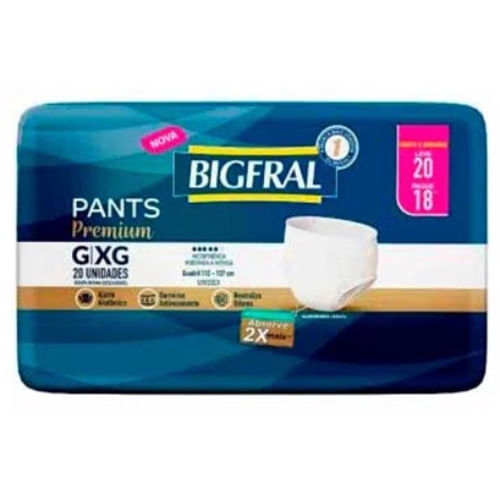 Roupa Íntima Descartável Bigfral Pants Premium Economica G/xg 20 Unidades