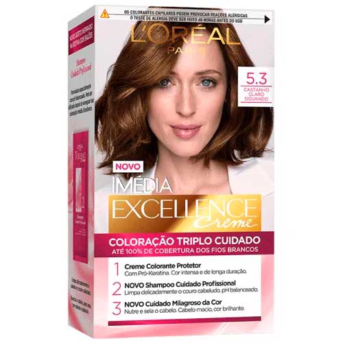 Tintura Loréal Imédia Excellence Creme N 5.3 Castanho Claro Dourado 1 Kit