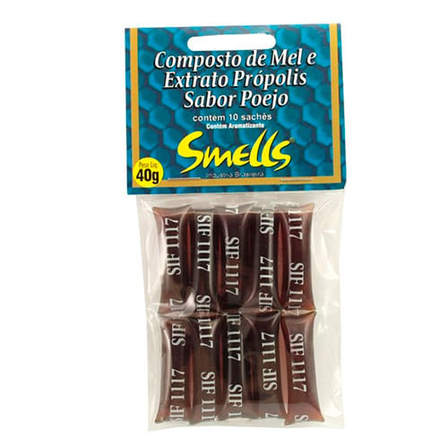 Composto De Mel E Extrato De Própolis Smells Poejo 10 Sachês De 4g