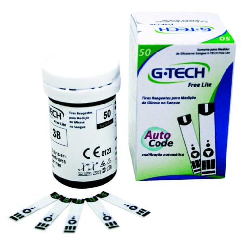 Tira Teste De Glicose G-tech Free Lite 50 Unidades