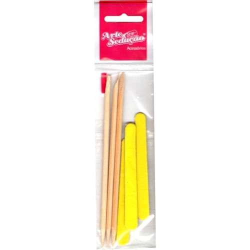 Kit Unha Arte Da Sedução 3 Palitos Manicure + 3 Lixa De Unha