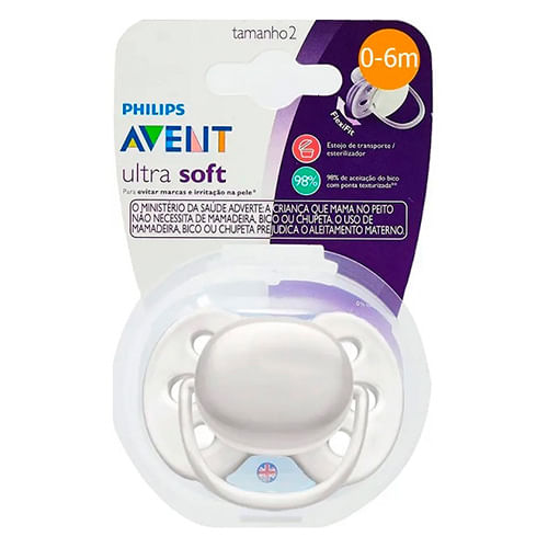 Chupeta Avent Ultra Soft Branca 0 A 6 Meses 1 Unidade