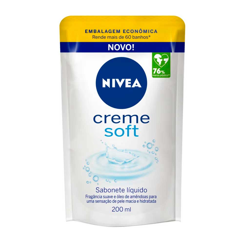 Refil Sabonete Líquido Nivea Creme Soft Milk 200ml
