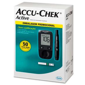 Kit Aparelho Medidor De Glicemia Accu-Chek Active + Tiras Teste Active 50 Unidades