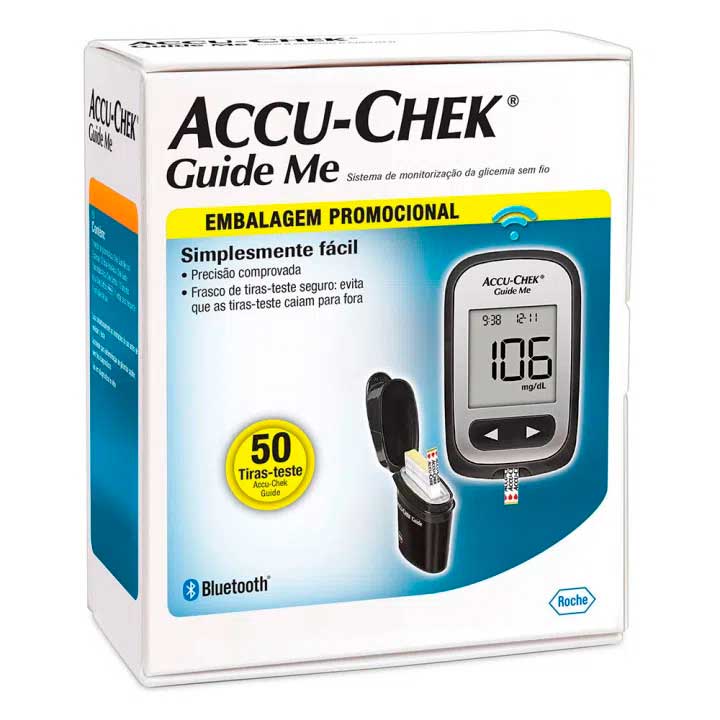 Kit Aparelho Medidor De Glicemia Accu-chek + Tiras Teste Guide 50 Unidades