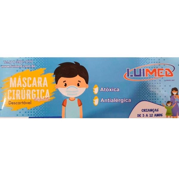 Máscara Cirúrgica Descartável Luimed Azul 50 Unidades