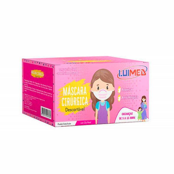 Máscara Cirúrgica Descartável Luimed Rosa 50 Unidades