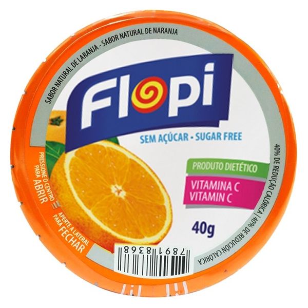 Bala Flopi Diet Laranja 44g