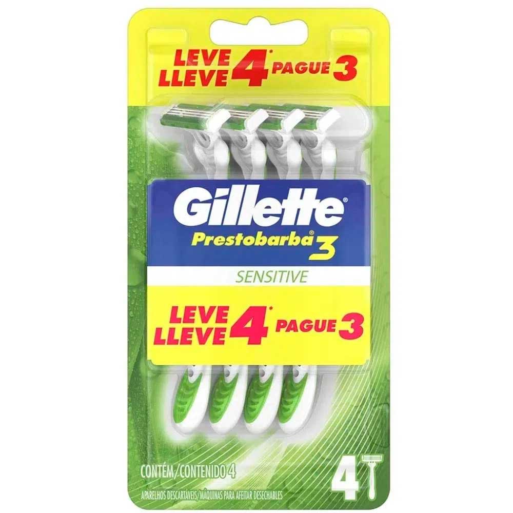 Aparelho De Barbear Gillette Prestobarba 3 Sense Care 4 Unidades