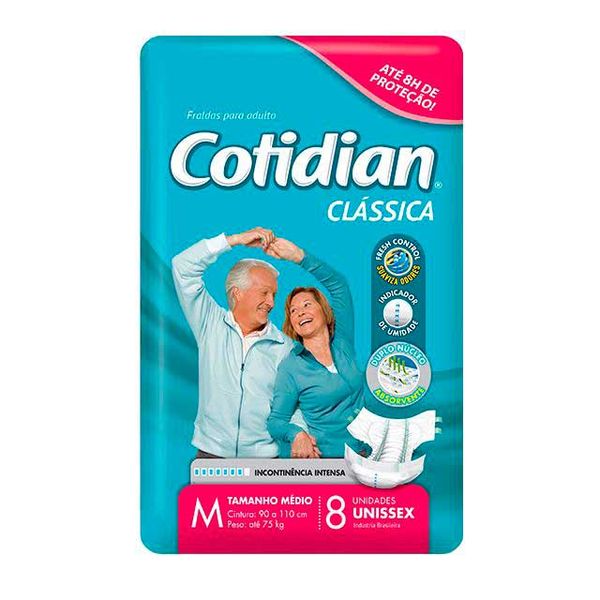 Fralda Geriátrica Adulto Cotidian Clássica M 8 Unidades