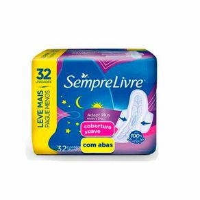Absorvente Sempre Livre Adapt Plus Noite E Dia Suave Com Abas 32 Unidades