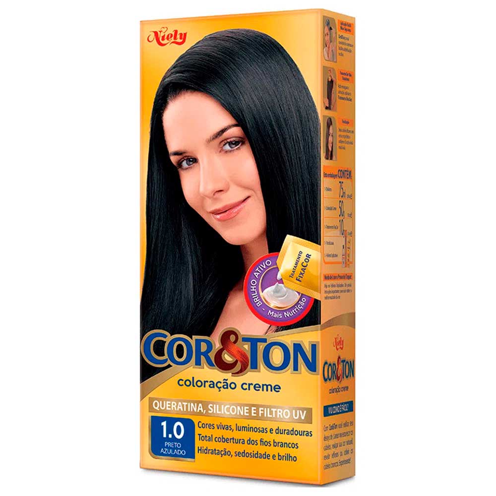 Tintura Cor&ton N 1 Preto Azulado 1 Kit