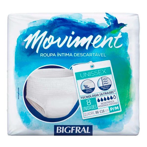 Roupa Íntima Descartável Moviment P/m 8 Unidades
