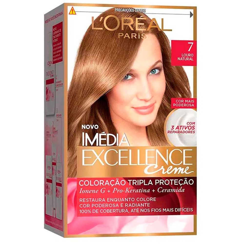 Tintura Loréal Imedia Excellence N 7.0 Louro Natural 1 Kit