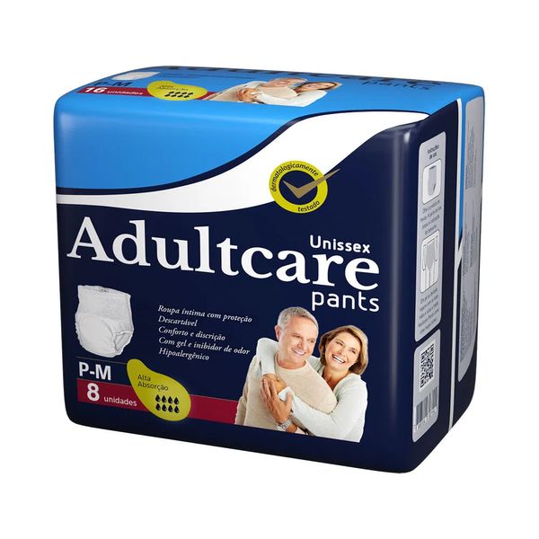 Fralda Geriátrica Adultcare Pants Unissex P/m 8 Unidades