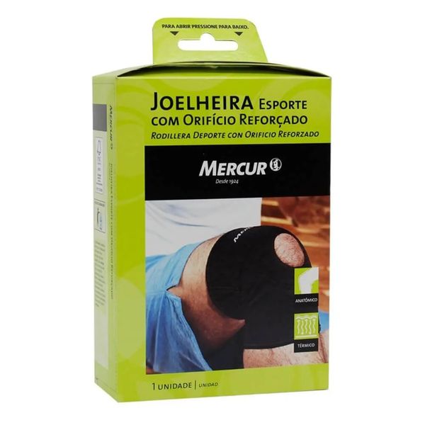 Joelheira Com Orifício Mercur Reforçada Gg Preta 1 Unidade