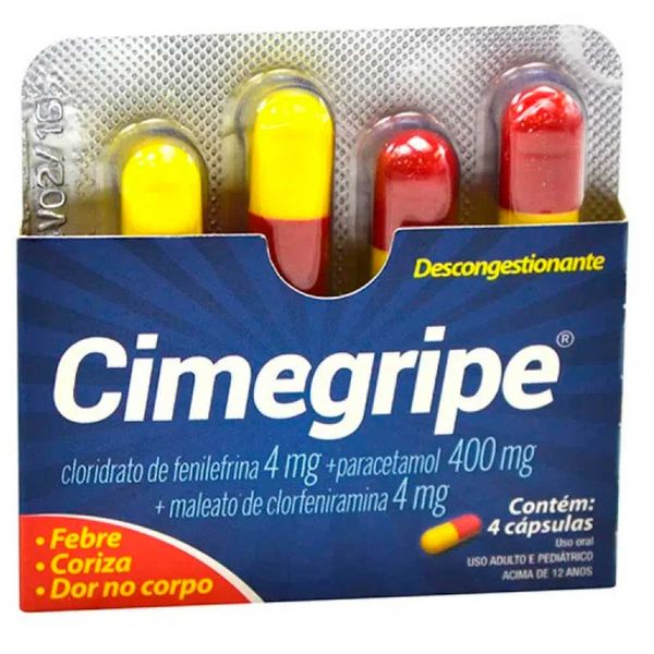 Cimegripe 400mg/4mg/4mg 4 Cápsulas Duras