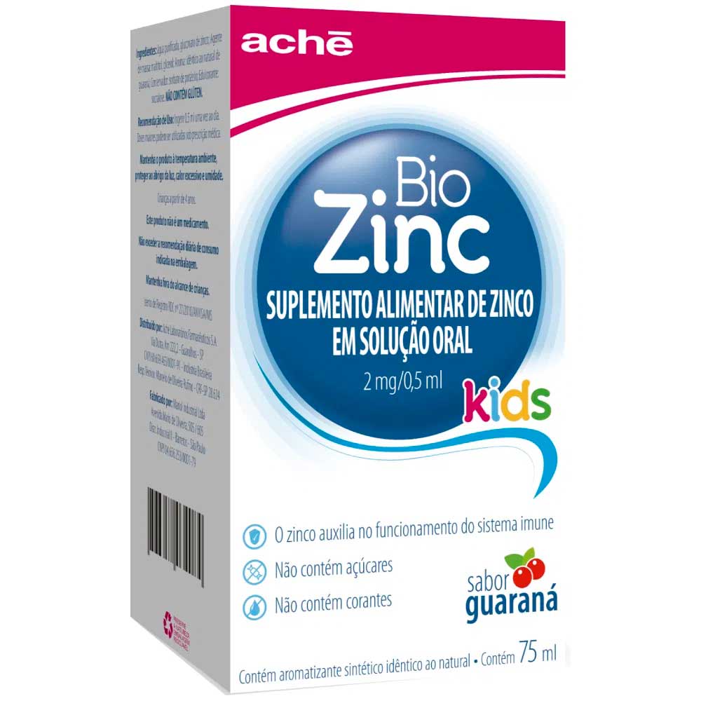 Biozinc Kids Guaraná 2mg/0,5ml Xarope 75ml