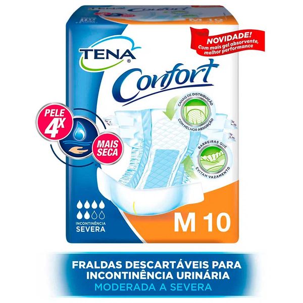 Fralda Geriátrica Tena Confort M 10 Unidade