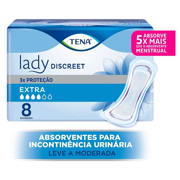 Absorvente Para Incontinência Urinária tena Lady Discreet Extra Sem Abas 8 Unidades
