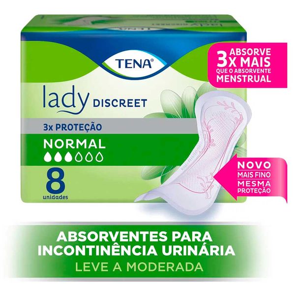 Absorvente Para Incontinência Urinária tena Lady Discreet Normal Sem Abas 8 Unidades