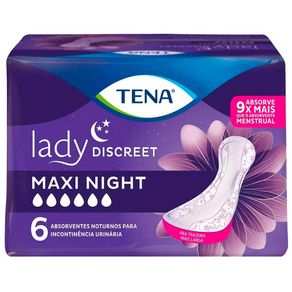 Absorvente Para Incontinência Urinária Tena Lady Discreet Maxi Night Sem Abas 6 Unidades