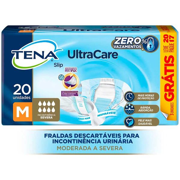 Fralda Geriátrica Tena Slip Ultra M Leve 20 Unidades