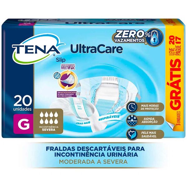 Fralda Geriátrica Tena Slip Ultra G Leve 20 Unidades