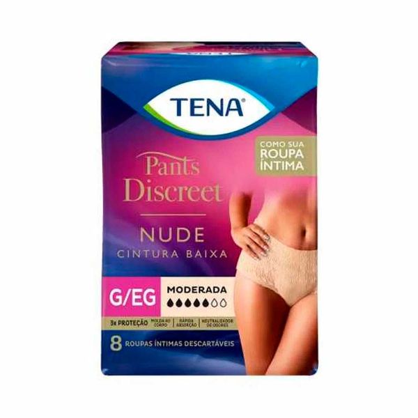 Roupa Íntima Descartável Tena Pants Discreet Nude G/eg 8 Unidades
